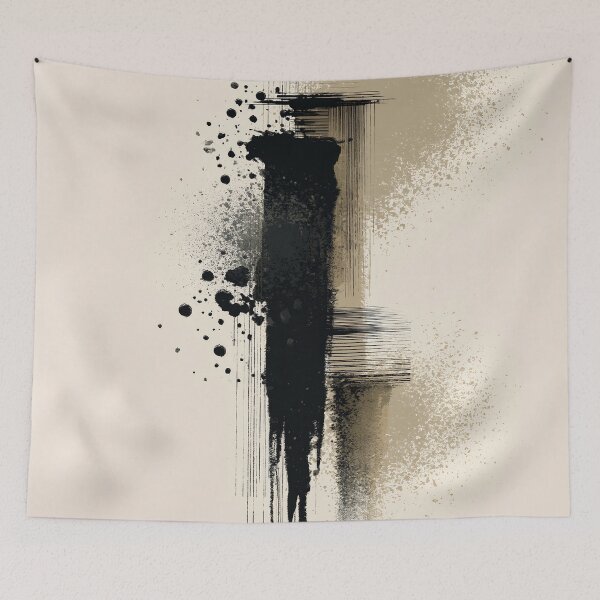 Item preview, Vertical Minimal Ink Composition with Dripping Strokes designed and sold by SlowRegardArt.