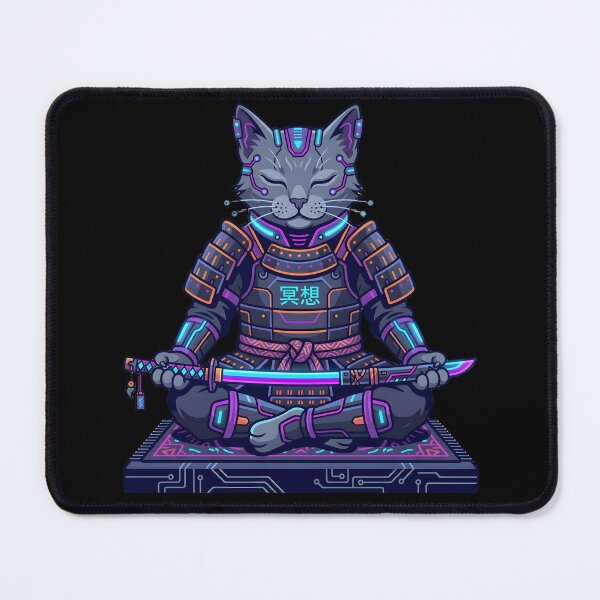 Item preview, Neon Cyber Samurai Feline - Sci-Fi Cat Aesthetic designed and sold by BlueCoyoteDigital.