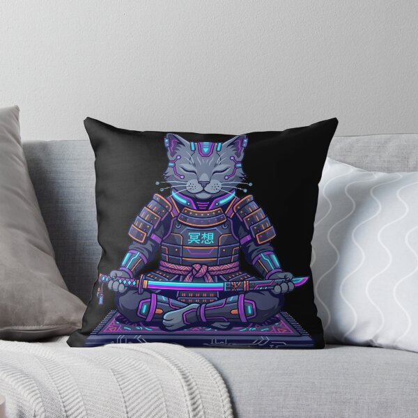 Item preview, Neon Cyber Samurai Feline - Sci-Fi Cat Aesthetic designed and sold by BlueCoyoteDigital.