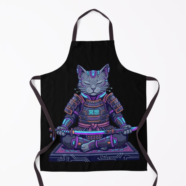 Item preview, Neon Cyber Samurai Feline - Sci-Fi Cat Aesthetic designed and sold by BlueCoyoteDigital.