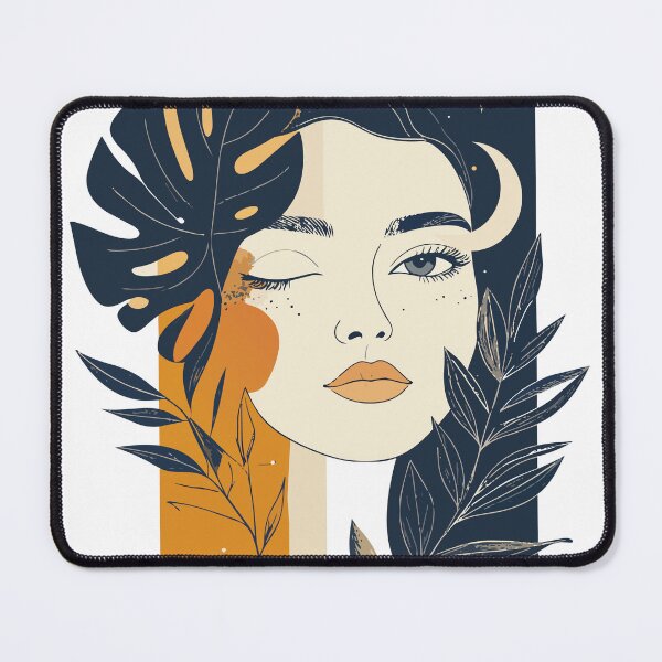 Item preview, Aesthetic Winking Moon Girl Print - Boho Celestial Tropical Woman Wall Art designed and sold by BestChoiceService.