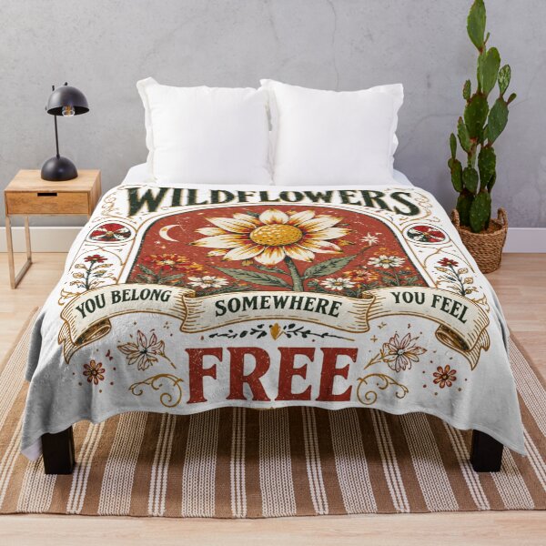 Item preview, Retro Wildflowers You Belong Somewhere Feel Free designed and sold by ZENVIRART.