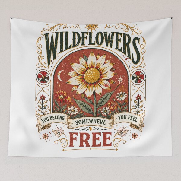 Item preview, Retro Wildflowers You Belong Somewhere Feel Free designed and sold by ZENVIRART.