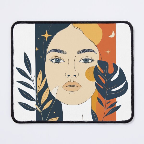 Item preview, Minimalist Tropical Woman Profile Print - Abstract Mid Century Modern Boho Leaves Art designed and sold by BestChoiceService.