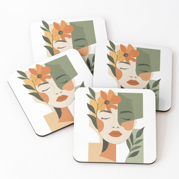 Item preview, Minimalist Woman with Flower Portrait Print - Boho Sage Green Terracotta Wall Art designed and sold by BestChoiceService.