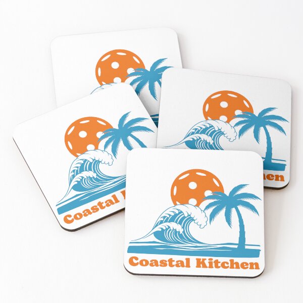 Item preview, Coastal Kitchen Pickleball Sunset Wave Palm Tree designed and sold by SaltCreatives.