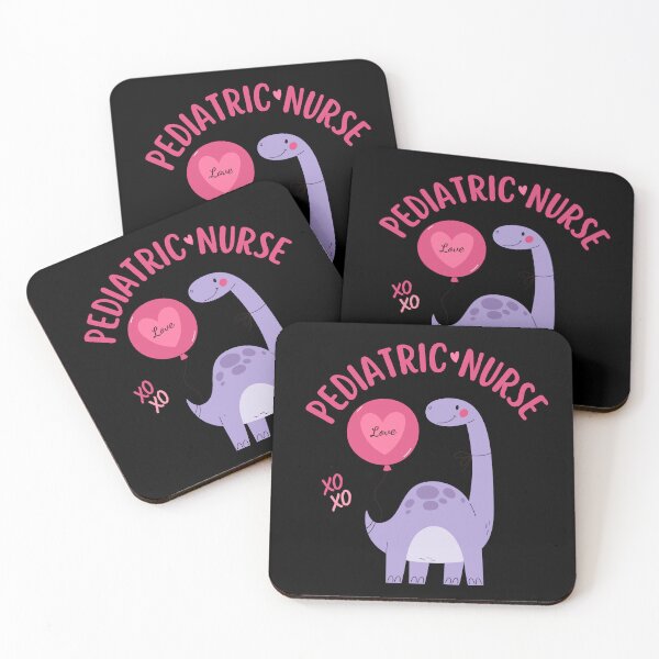 Item preview, Pediatric Nurse XOXO Purple Dinosaur Holding Balloon Pink Peds RN designed and sold by medoutfits.