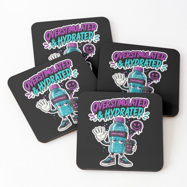 Item preview, Overstimulated & Hydrated Funny Sticker | ADHD Meme Water Bottle Cartoon designed and sold by Snackwave Ninety.