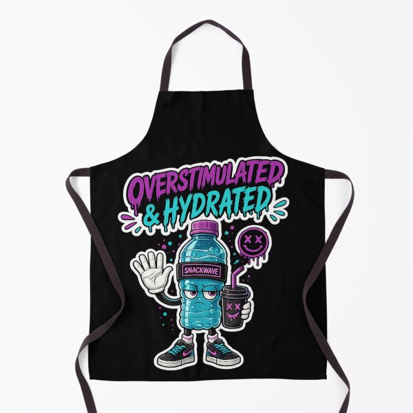 Item preview, Overstimulated & Hydrated Funny Sticker | ADHD Meme Water Bottle Cartoon designed and sold by Snackwave Ninety.