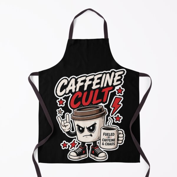 Item preview, Caffeine Cult Funny Coffee Sticker | Fueled By Caffeine & Chaos Cartoon designed and sold by Snackwave Ninety.
