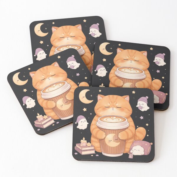 Item preview, Dreamy Night Latte Cat Moon designed and sold by Moody Vibes Studio.