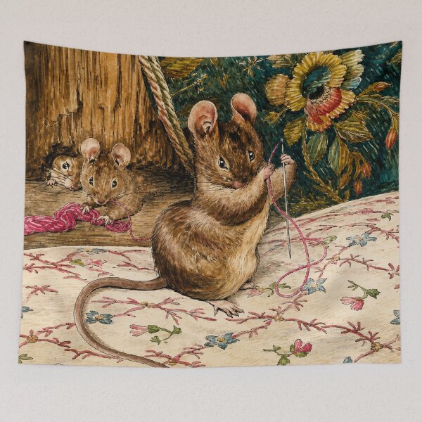 Item preview, Cute Mouse Watercolor Vintage Illustration Sewing Design for Cottagecore Lovers designed and sold by RickE.