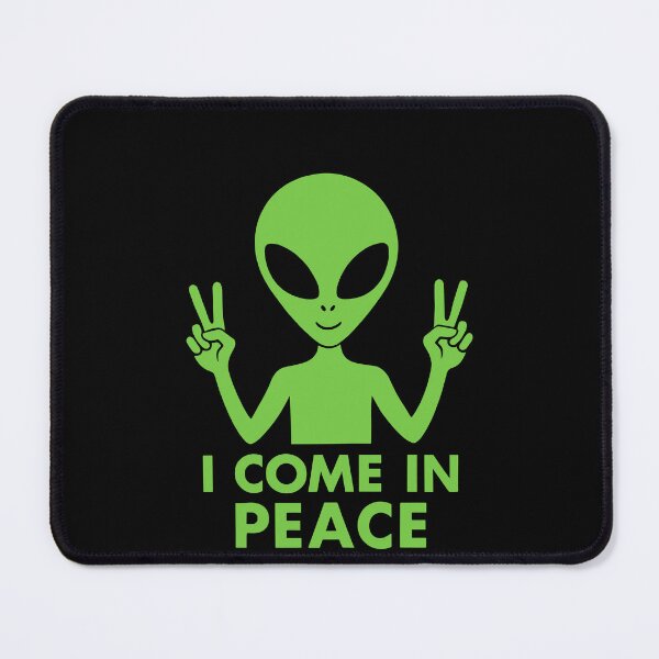Item preview, I Come In Peace Funny Green Alien Peace Sign UFO Sci Fi designed and sold by MysticMirth.