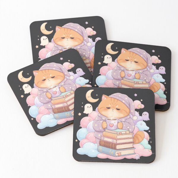Item preview, Sleepy Pajama Book Cat Clouds designed and sold by Moody Vibes Studio.