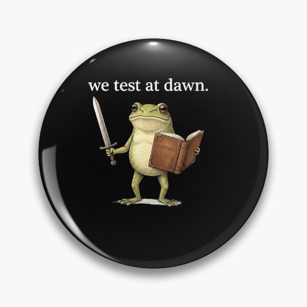 Item preview, We Test At Dawn Fantasy Frog Warrior Meme Art designed and sold by MiALopezArt.