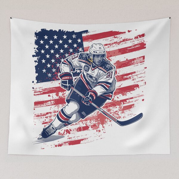 Item preview, Copy of Hockey Player on American Flag designed and sold by FlowerSeller1.