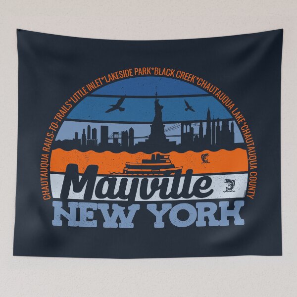 Item preview, Mayville New York Sunset Retro Vintage Local Pride Logo designed and sold by CRHPOD20.
