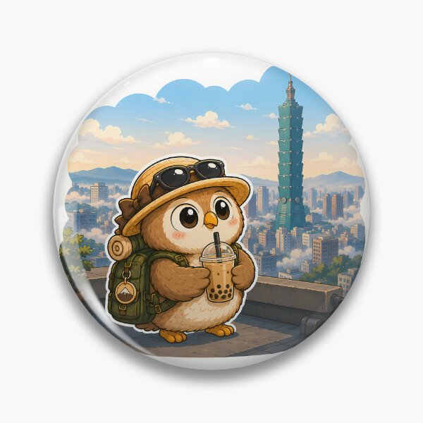 Item preview, Wandering Owl Taipei — Bubble Tea Taipei 101 Skyline Anime Sticker designed and sold by Symbol Universe.