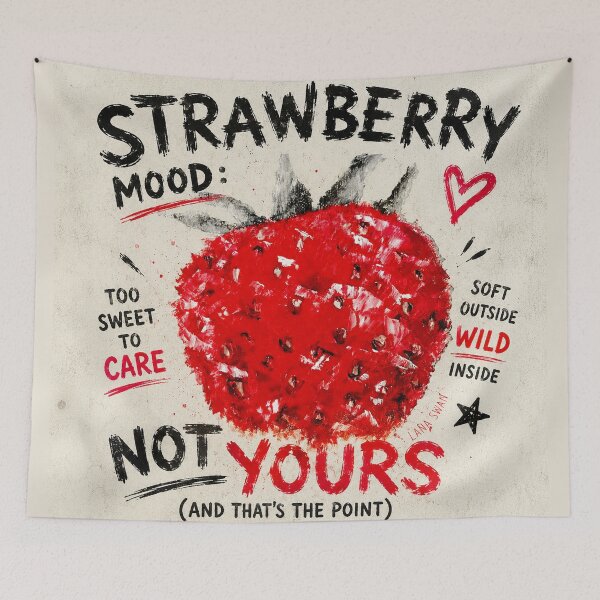 Item preview, STRAWBERRY MOOD | Retro Red Paper Design | Vintage Fruit Aesthetic designed and sold by BlueberrySwan.