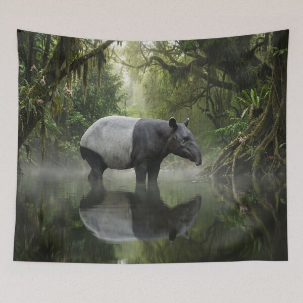 Item preview, Majestic Malayan Tapir in Rainforest River designed and sold by Quiet life.