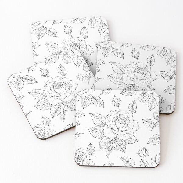 Item preview, Minimal Black White Rose Botanical Line Seamless Pattern designed and sold by Grainwork.