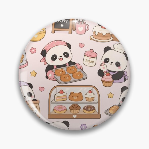 Item preview, Sleepy Panda Bakery Kawaii Pattern designed and sold by Soft Berry Studio.