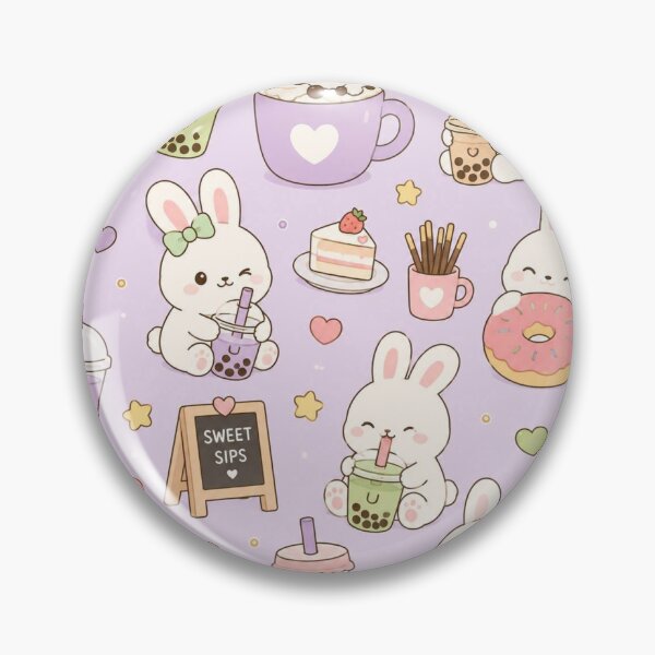 Item preview, Bunny Bubble Tea Party Kawaii Pattern designed and sold by Soft Berry Studio.