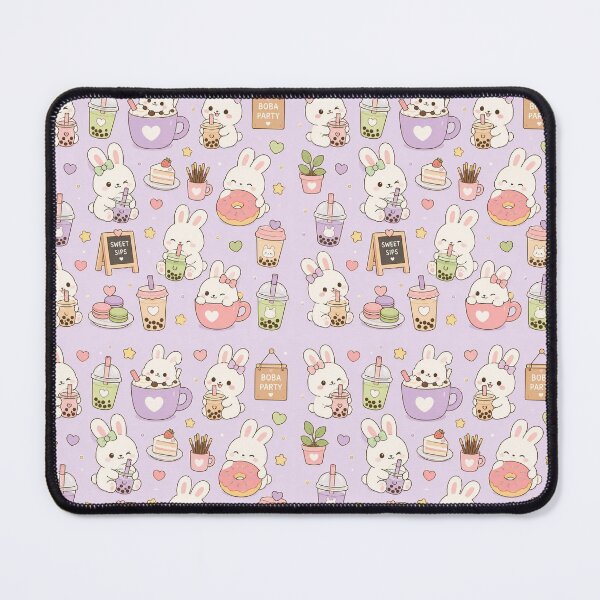 Item preview, Bunny Bubble Tea Party Kawaii Pattern designed and sold by Soft Berry Studio.