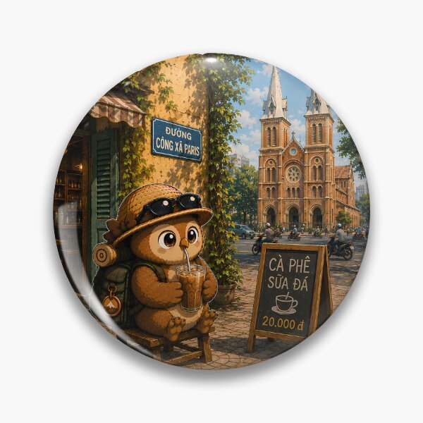Item preview, Wandering Owl Saigon — Cà Phê Sữa Đá Notre-Dame Anime Sticker designed and sold by Symbol Universe.