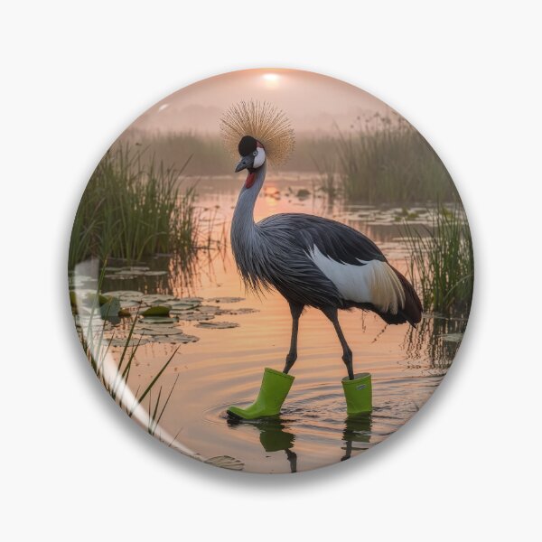 Item preview, Grey Crowned Crane in Wading Boots designed and sold by Tridentulus.