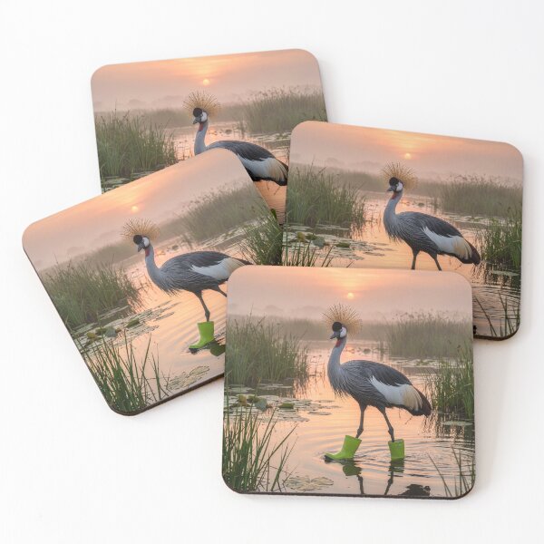 Item preview, Grey Crowned Crane in Wading Boots designed and sold by Tridentulus.