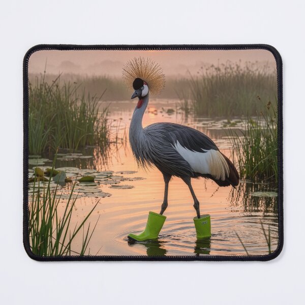 Item preview, Grey Crowned Crane in Wading Boots designed and sold by Tridentulus.