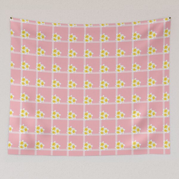 Item preview, Pink with White Stripe Yellow Plumeria Flower Floral Design Hawai'i Tropical Lei designed and sold by yashiki.