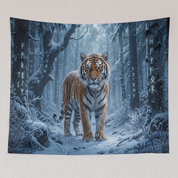 Item preview, Mystic Tiger in Snowy Forest with Runes designed and sold by Quiet life.