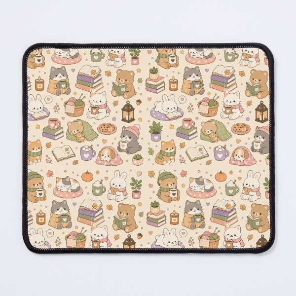 Item preview, Cozy Autumn Animals Kawaii Pattern designed and sold by Soft Berry Studio.