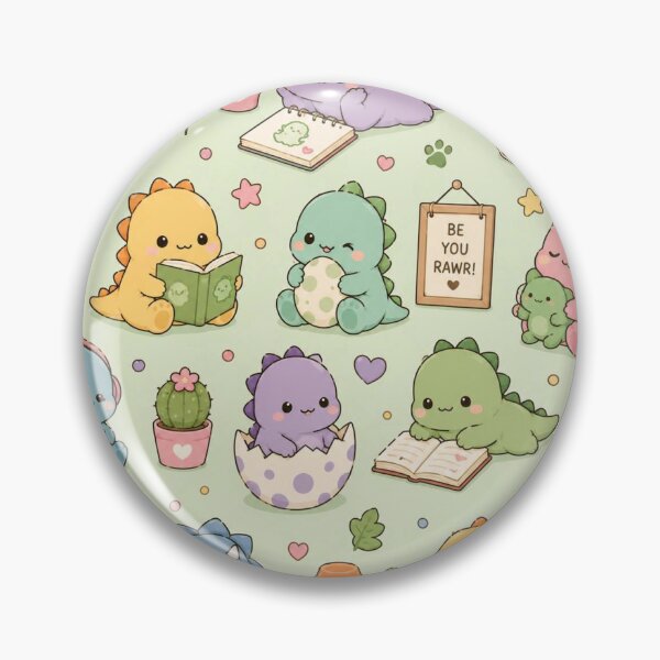 Item preview, Dino Vibes Kawaii Pattern designed and sold by Soft Berry Studio.