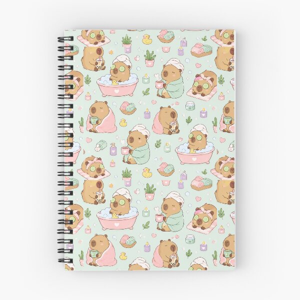 Item preview, Cozy Capybara Spa Day Kawaii Pattern designed and sold by Soft Berry Studio.