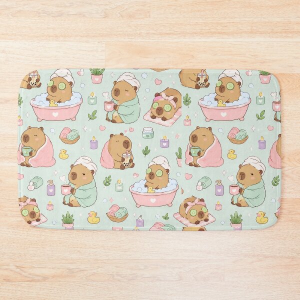Item preview, Cozy Capybara Spa Day Kawaii Pattern designed and sold by Soft Berry Studio.