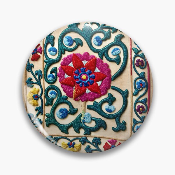 Item preview, Shakhrisyabz Suzani Uzbekistan Floral Embroidery designed and sold by Vicky Brago-Mitchell®.