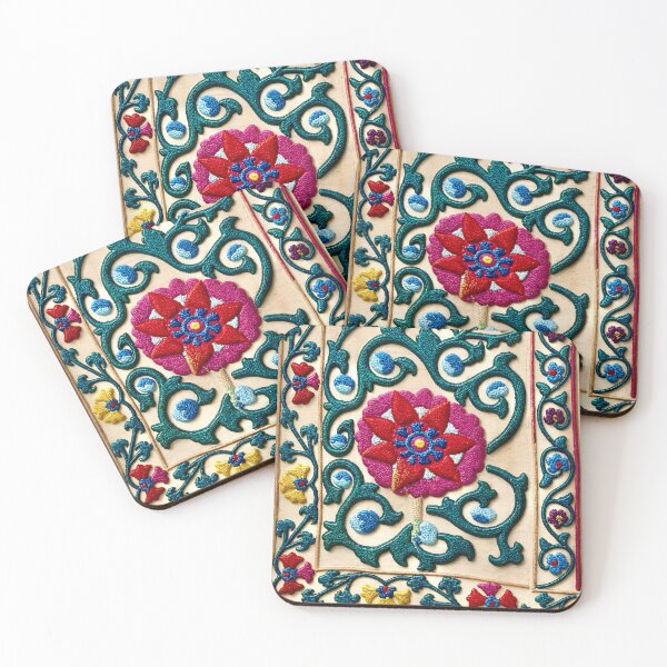 Item preview, Shakhrisyabz Suzani Uzbekistan Floral Embroidery designed and sold by Vicky Brago-Mitchell®.