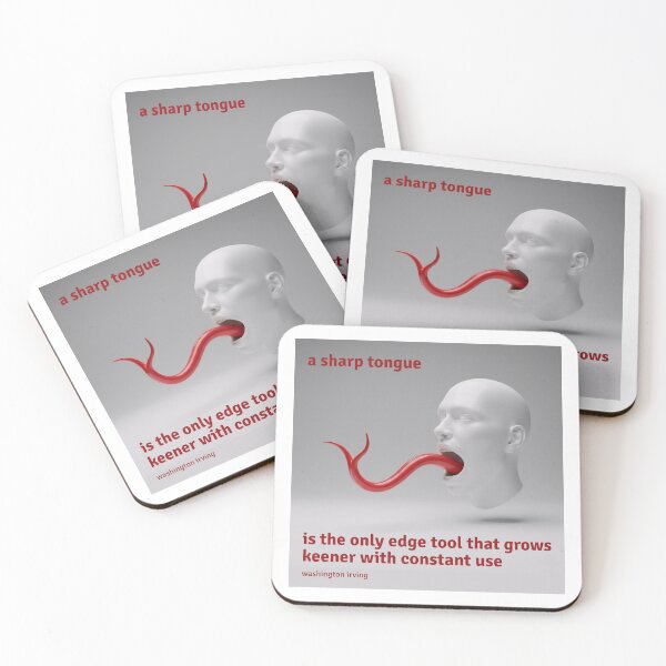 Item preview, A Sharp Tongue: Human Head, Snake's Tongue, and Washington Irving Funny Quote designed and sold by Horningamere.