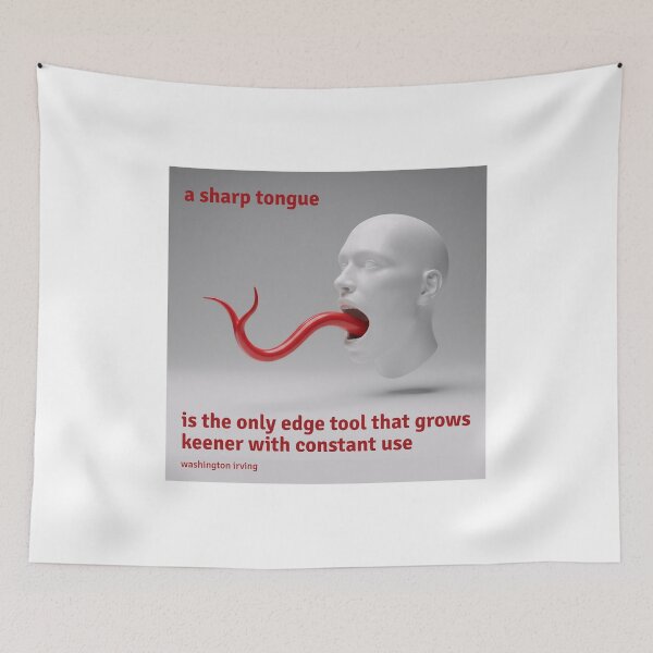 Item preview, A Sharp Tongue: Human Head, Snake's Tongue, and Washington Irving Funny Quote designed and sold by Horningamere.