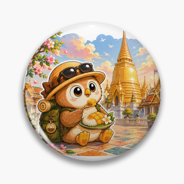 Item preview, Wandering Owl Bangkok — Wat Phra Kaew Mango Sticky Rice Anime Sticker designed and sold by Symbol Universe.