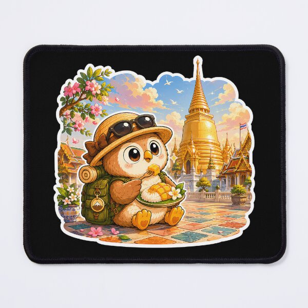 Item preview, Wandering Owl Bangkok — Wat Phra Kaew Mango Sticky Rice Anime Sticker designed and sold by Symbol Universe.