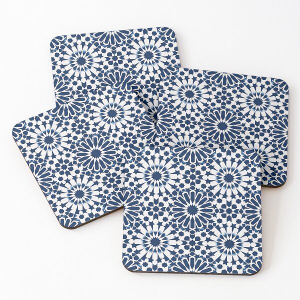 Item preview, Blue and White Moroccan Geometric Tile designed and sold by arteresting-art.
