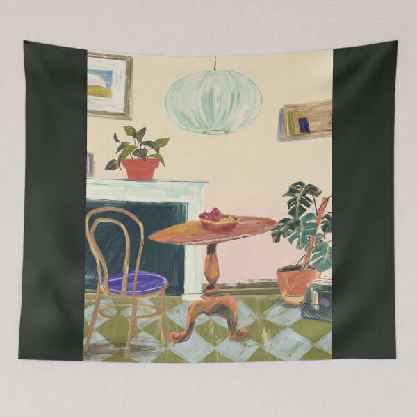 Item preview, Cozy Retro Living Room - Mid Century Modern Gouache Art designed and sold by samahl_l.