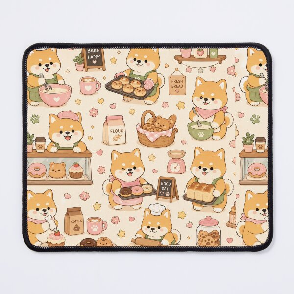 Item preview, Shiba Inu Bakery Morning Kawaii Pattern designed and sold by Soft Berry Studio.