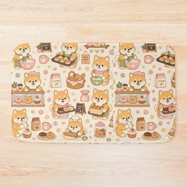 Item preview, Shiba Inu Bakery Morning Kawaii Pattern designed and sold by Soft Berry Studio.