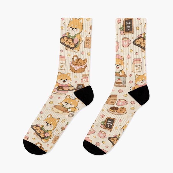 Item preview, Shiba Inu Bakery Morning Kawaii Pattern designed and sold by Soft Berry Studio.