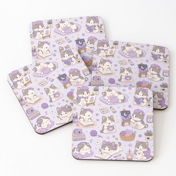 Item preview, Cozy Cat Collection Kawaii Pattern designed and sold by Soft Berry Studio.
